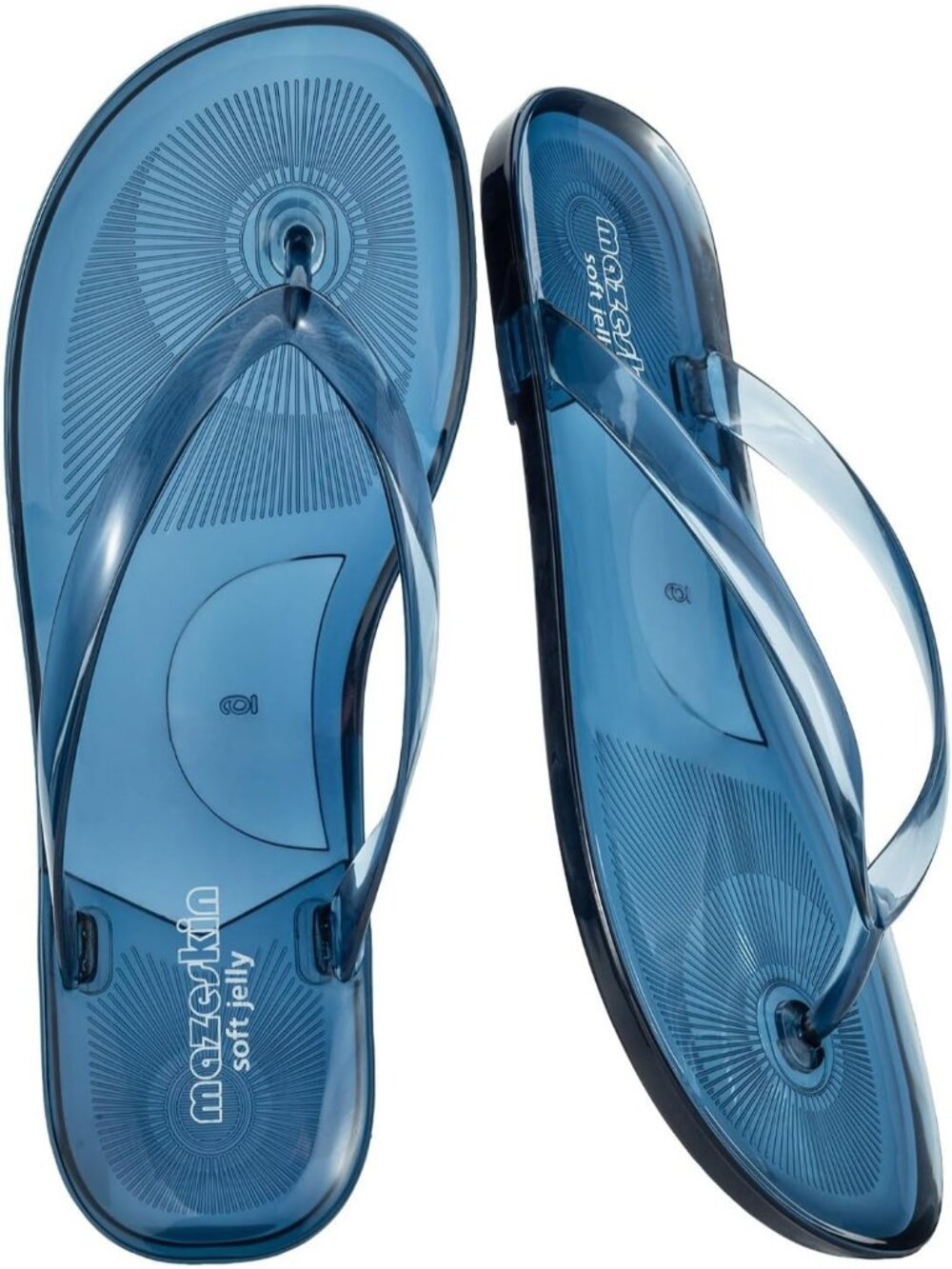 Women's Navy Blue Summer Jelly Flip Flops Soft Flexible Casual Thong Flat Sandal